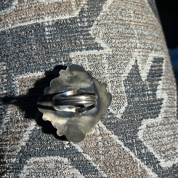 Sterling and turquoise, Native American, Navajo cluster ring - Picture 7 of 9